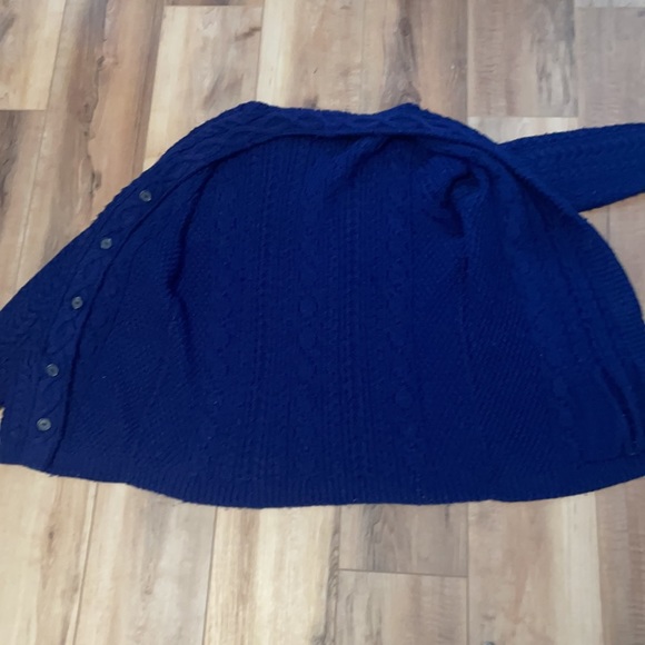 Vintage Handmade chunky Cable knit navy blue cardigan sweater - Picture 15 of 16